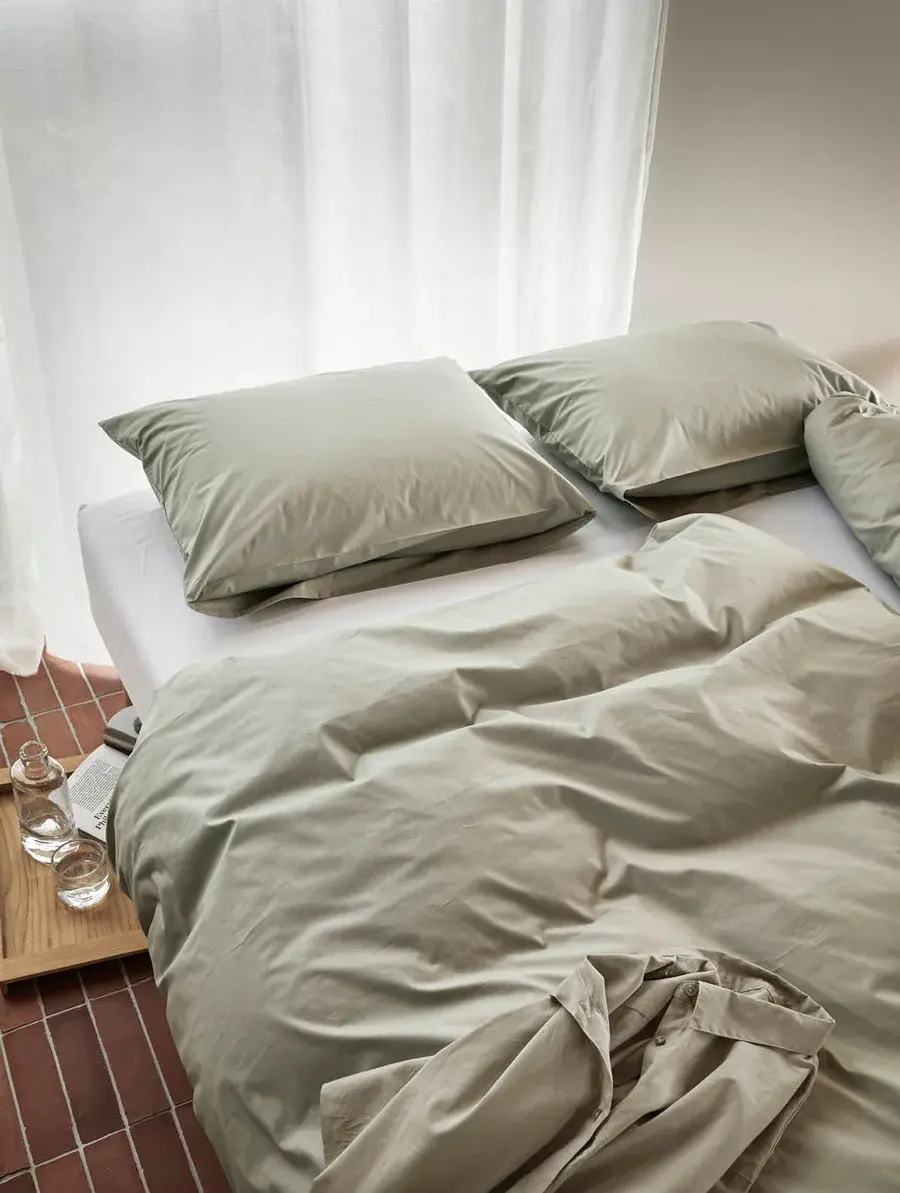 Høie Fryd percale sengesett khaki – produktbilde