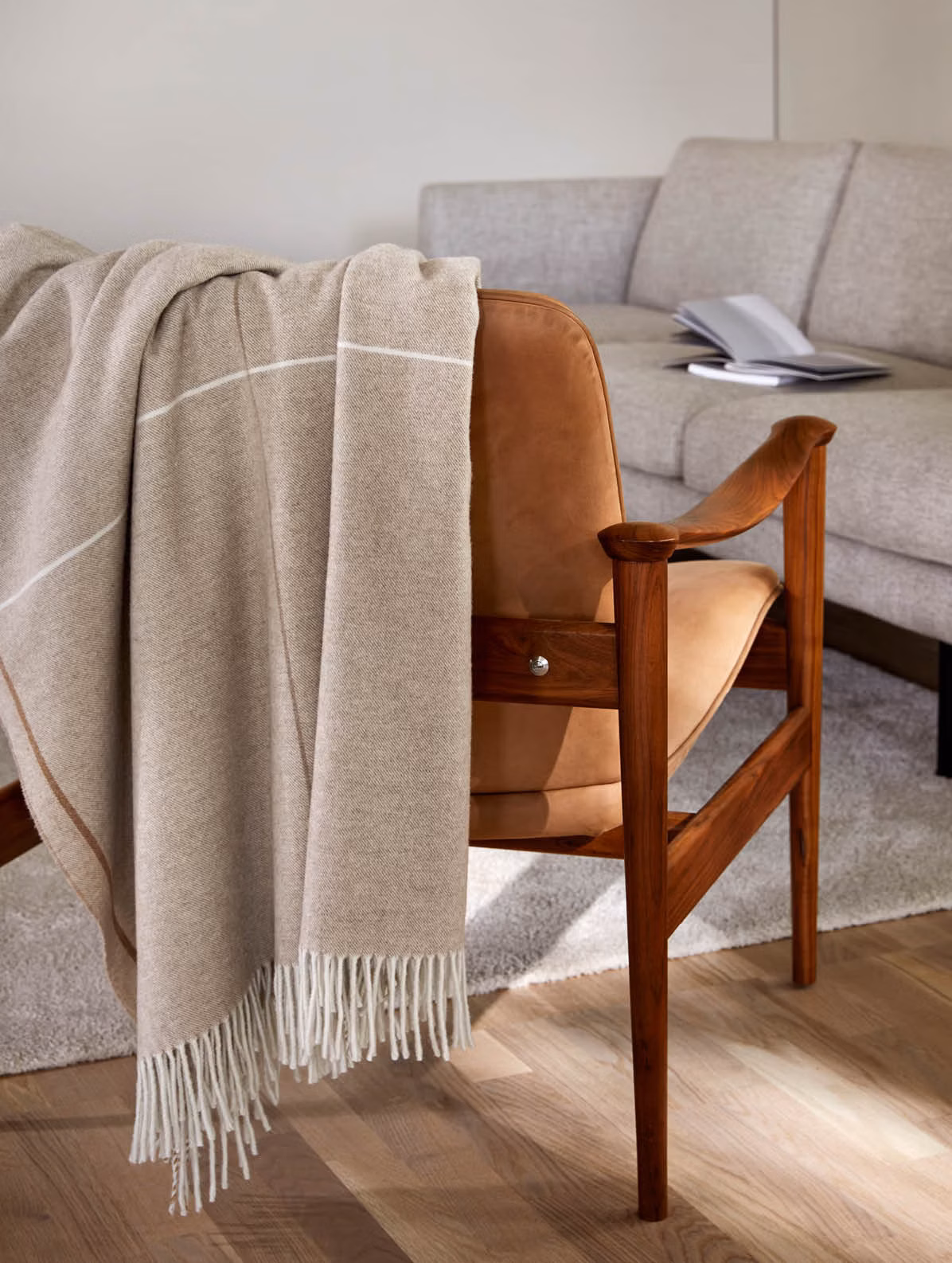 Høie Monte Viso ullpledd beige – produktbilde