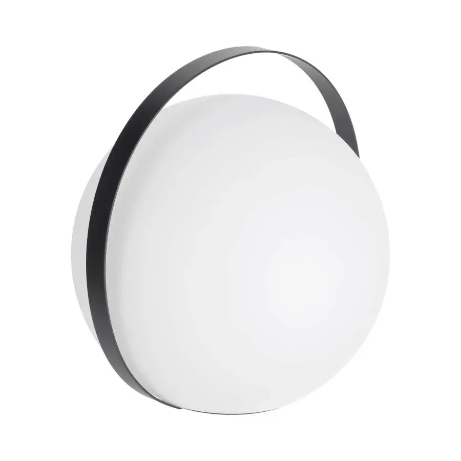 KAVE HOME Dinesh bordlampe, trådløs – hvit polyetylen og sort stål (33x34) – produktbilde