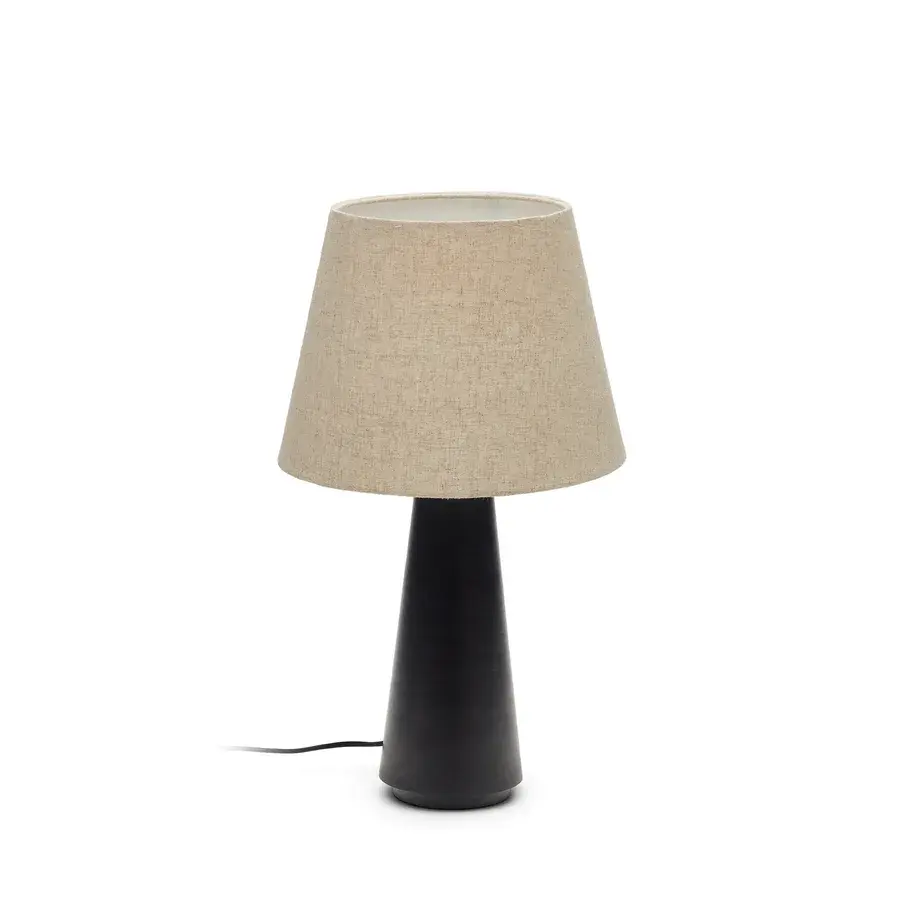 KAVE HOME Torrent bordlampe – linskjerm og svart metall – produktbilde