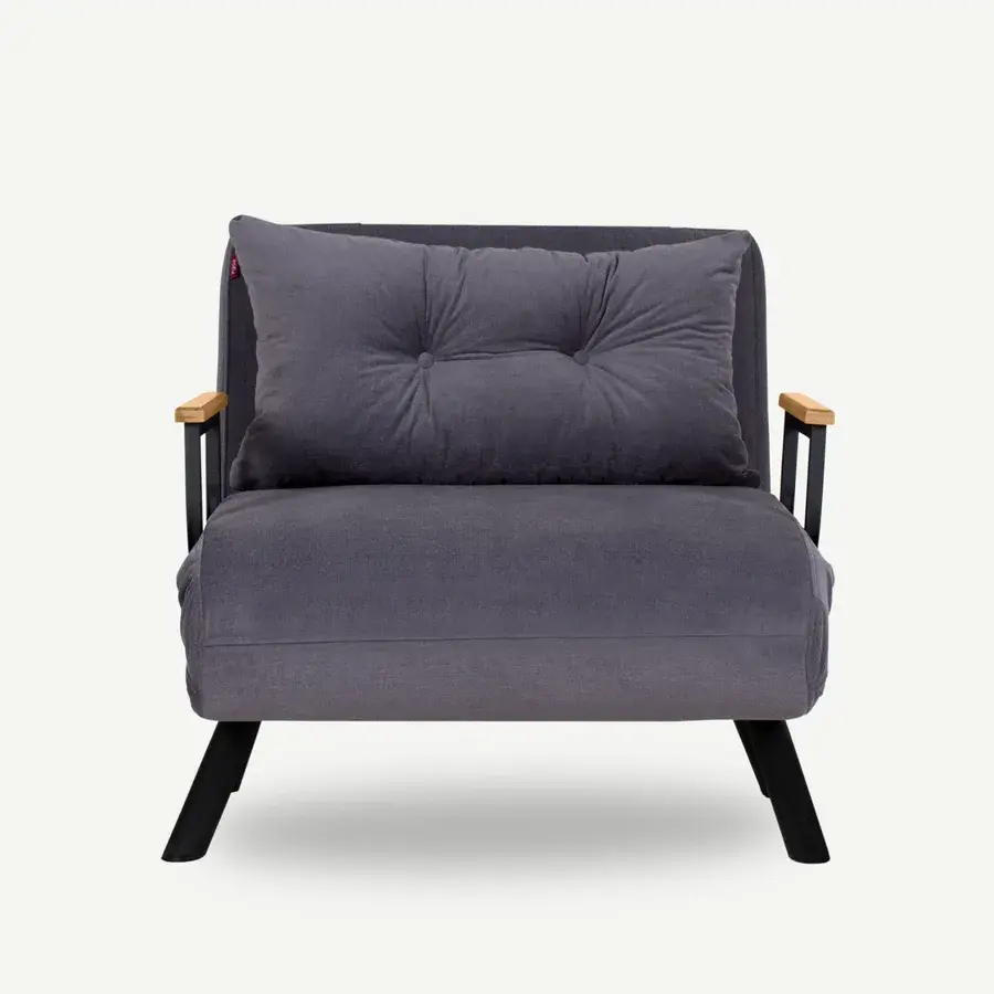 NORDVÄRK Sando enkel sovesofa – grå polyester og metall (175x60) – produktbilde